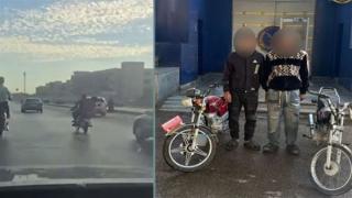 ضبط قائدي دراجات نارية بعد أداء حركات استعراضية خطيرة بحلوان