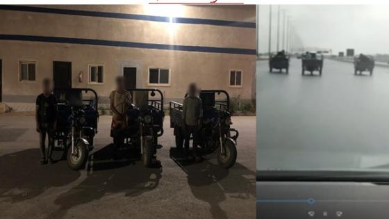 حركات استعراضية على الطريق الصحراوي.. الأمن يضبط قائدي 3 تروسيكلات