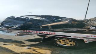 مصرع شخص وإصابة 15 آخرين في تصادم مروع أعلى دائري المنيب