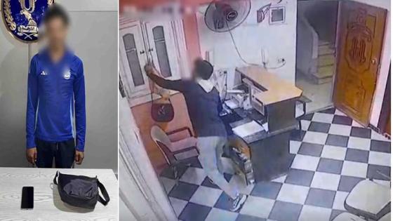 فضحه الفيديو.. القبض على لص هاتف معمل التحاليل وقرار بحبسه