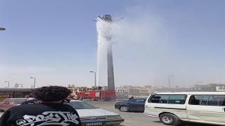 السيطرة على حريق هائل في برج اتصالات شهير بجوار معهد أورام التجمع الأول